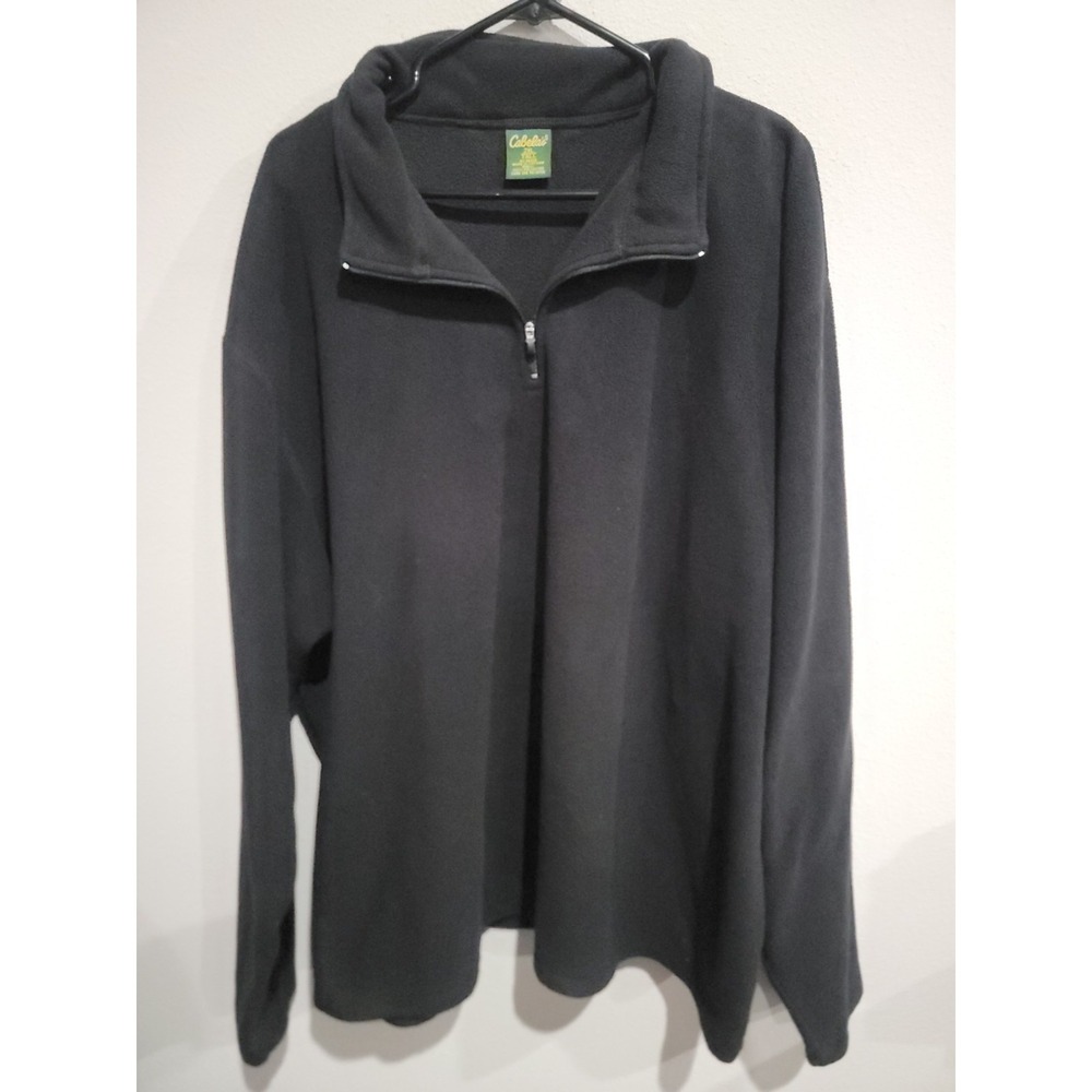 CABELA'S Men's Size 2XL Tall 1/4 Zip‎ Fleece Pullover Long Sleeve Black Soft